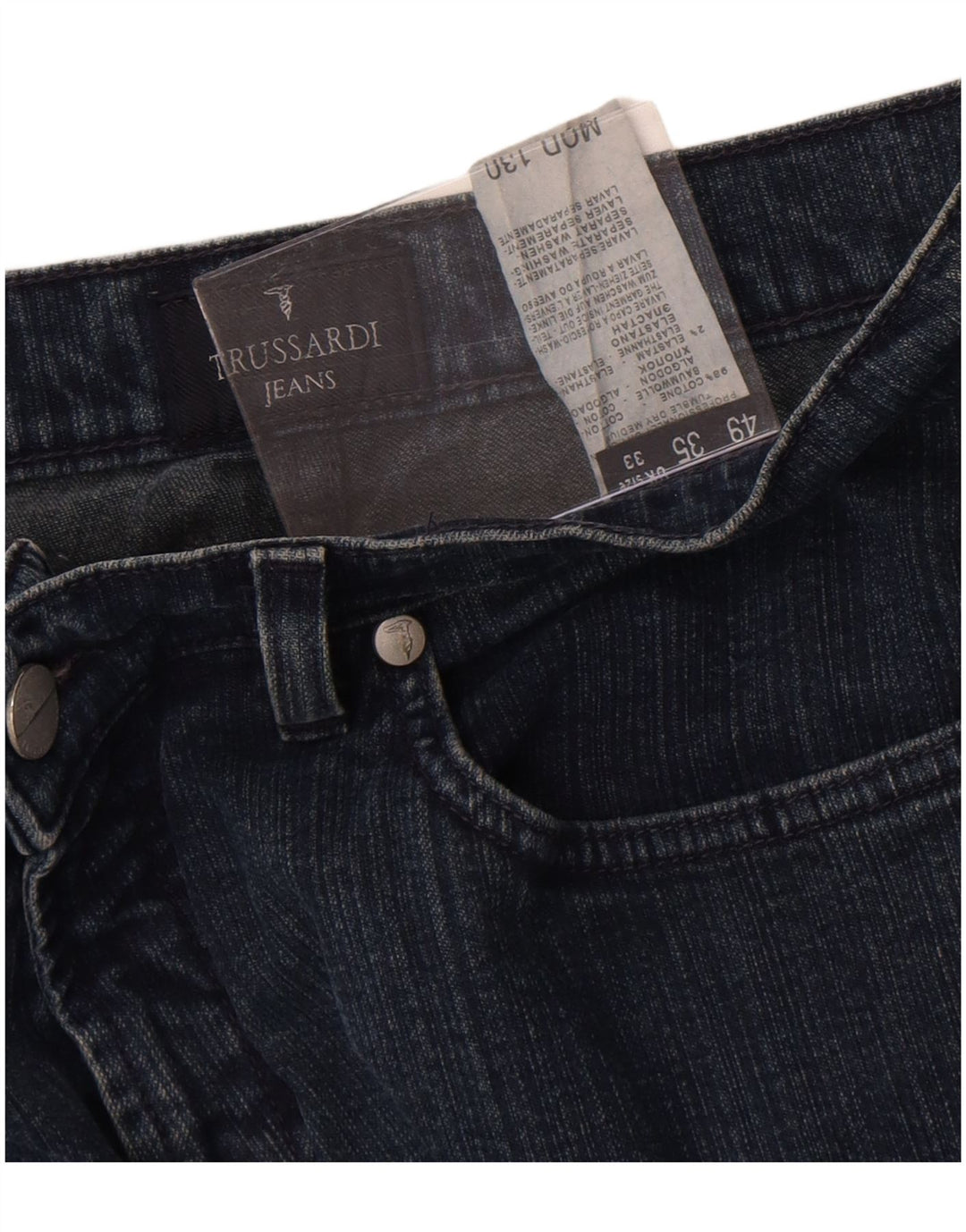 Trussardi Mens Straight Jeans W33 L27 Blue Cotton