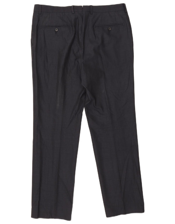 Massimo Dutti Mens Straight Suit Trousers EU 44 Large W34 L29 Navy Blue