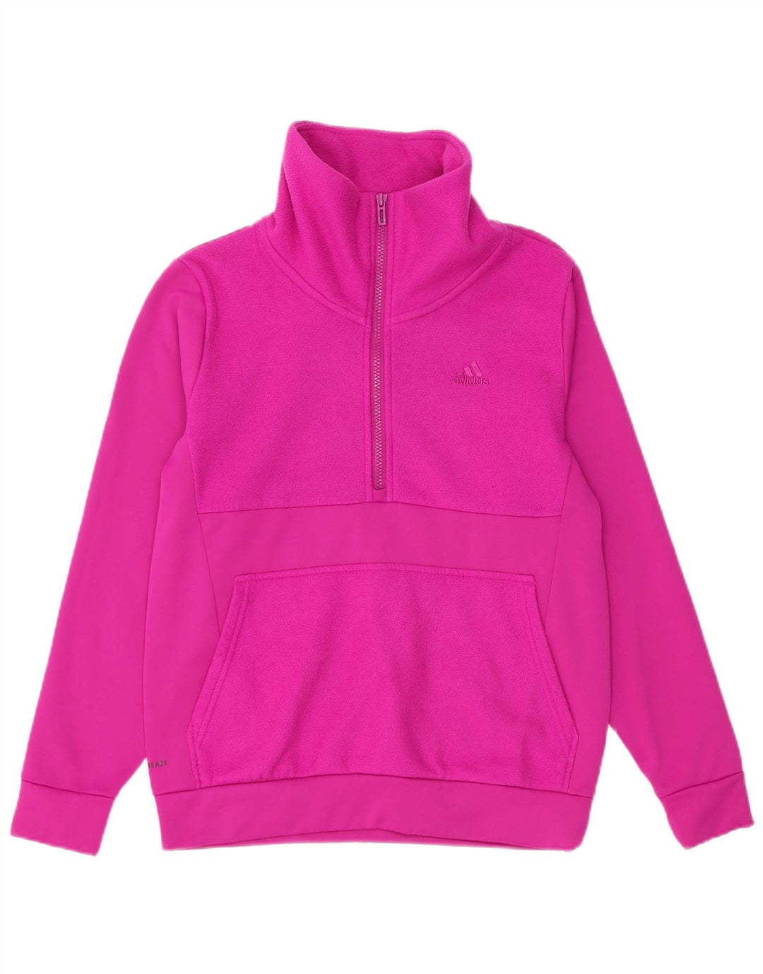 ADIDAS Girls Zip Neck Graphic Sweatshirt Jumper 13-14 Years Pink Polyester