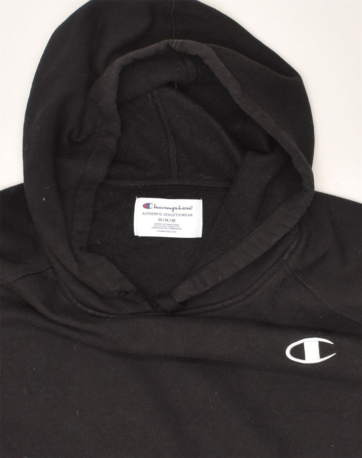 CHAMPION Mens Graphic Hoodie Jumper Medium Black Cotton | Vintage Champion | Thrift | Second-Hand Champion | Used Clothing | Messina Hembry 