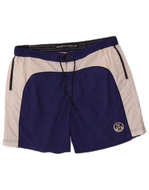 North Sails Mens Graphic Swimming Shorts Large  Navy Blue Colourblock Nylon