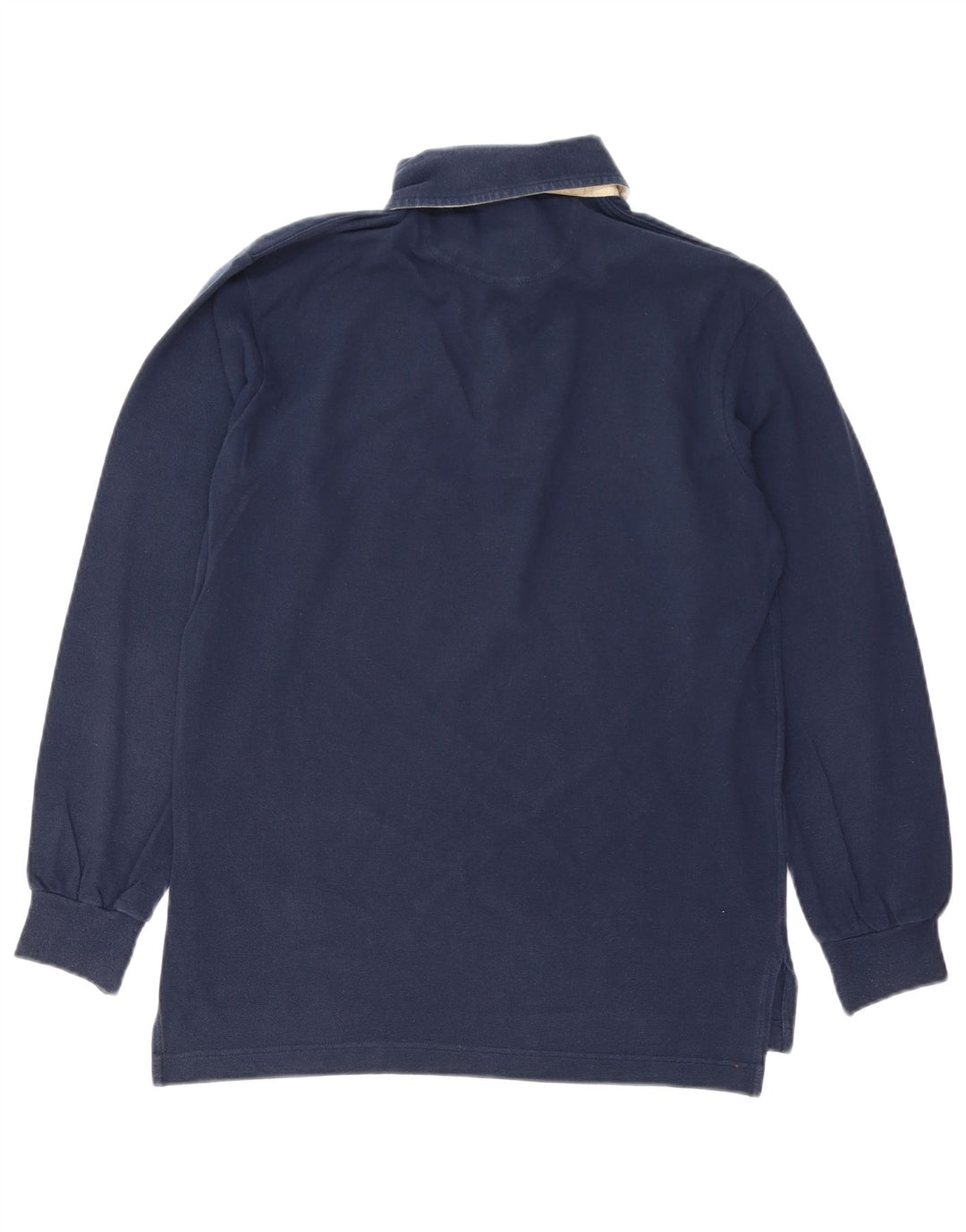 Brooksfield Mens Long Sleeve Polo Shirt IT 48 Medium Navy Blue Cotton