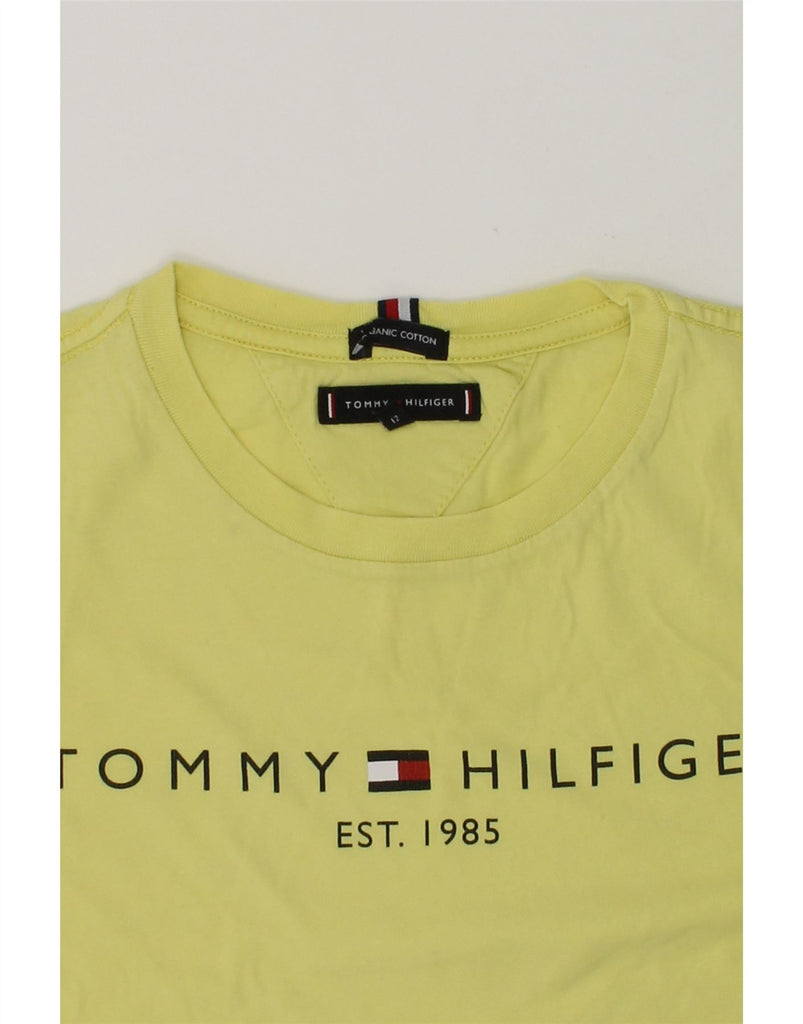 TOMMY HILFIGER Boys Graphic T-Shirt Top 11-12 Years Yellow Cotton | Vintage Tommy Hilfiger | Thrift | Second-Hand Tommy Hilfiger | Used Clothing | Messina Hembry 