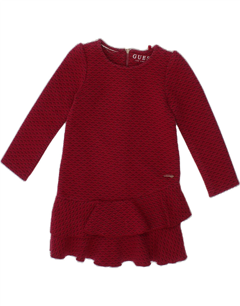 GUESS Baby Girls Long Sleeve Tiered Dress 18-24 Months Red Check Polyester Vintage Guess and Second-Hand Guess from Messina Hembry 