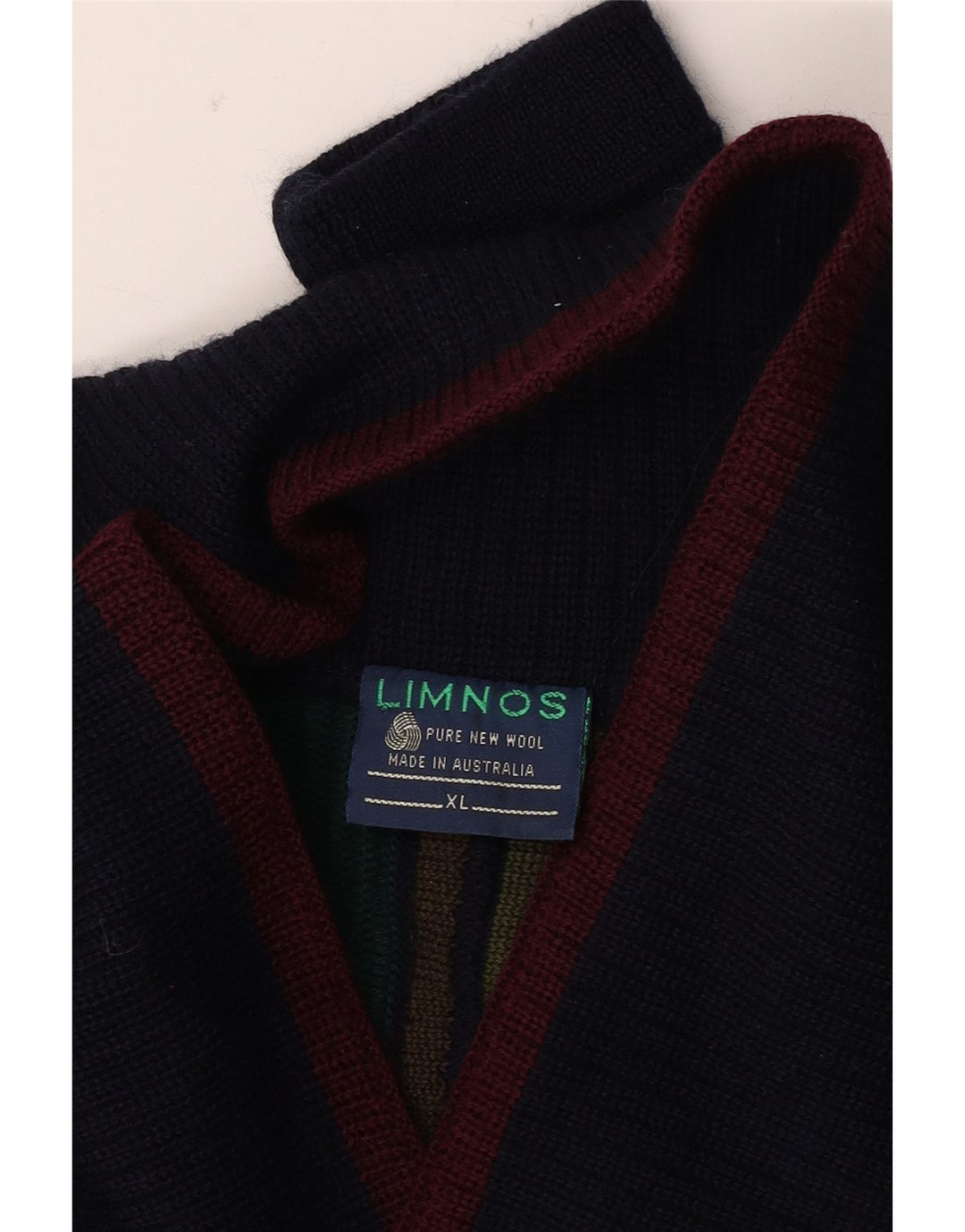 Limnos Mens Shawl Neck Jumper Sweater XL Multicoloured Geometric Wool