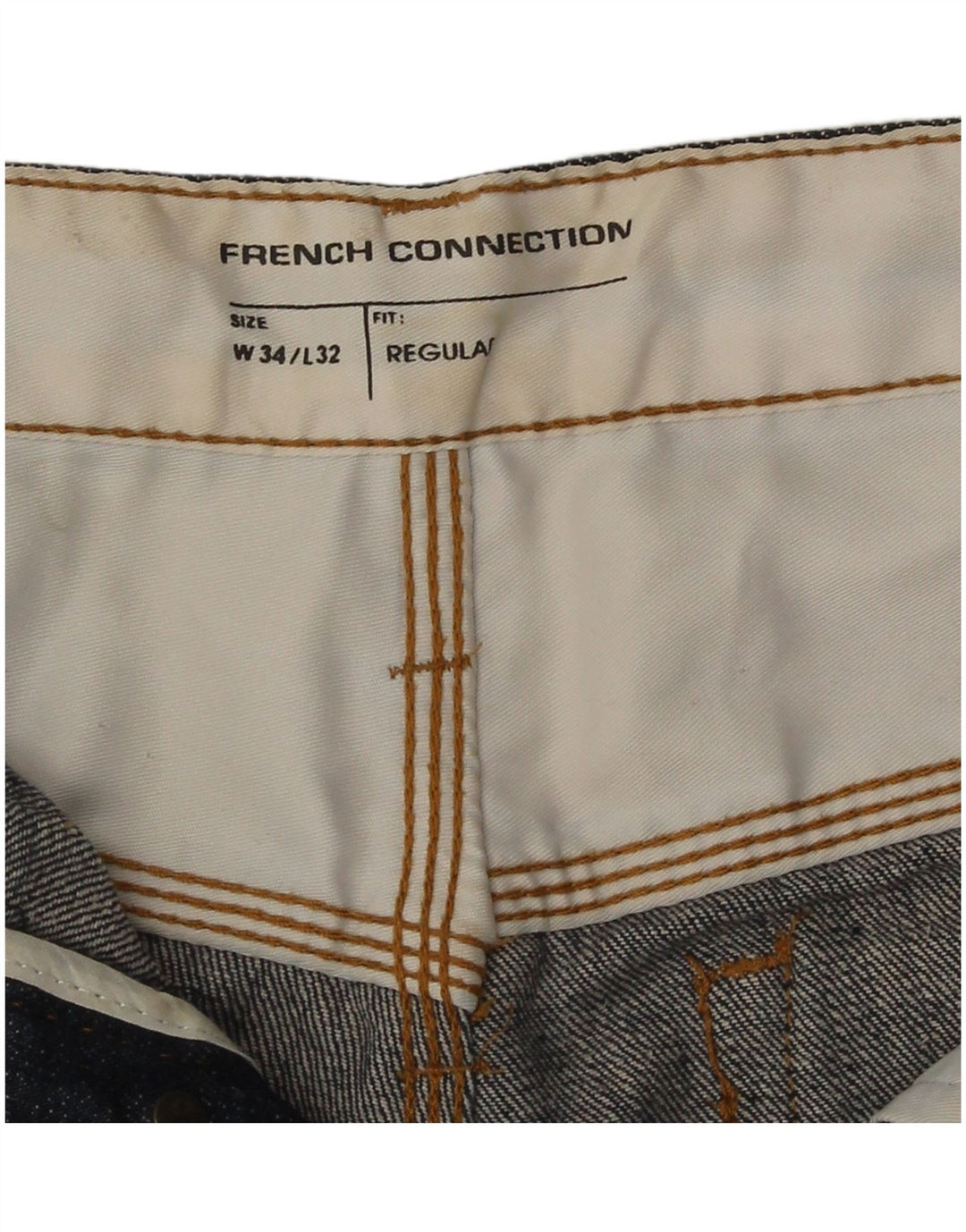 French Connection Mens Regular Straight Jeans W34 L32 Navy Blue Cotton