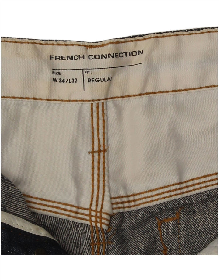 French Connection Mens Regular Straight Jeans W34 L32 Navy Blue Cotton