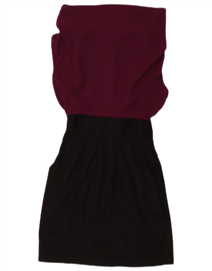 CLOSET Womens Sleeveless Sheath Dress UK 10 Small Black Colourblock Cotton