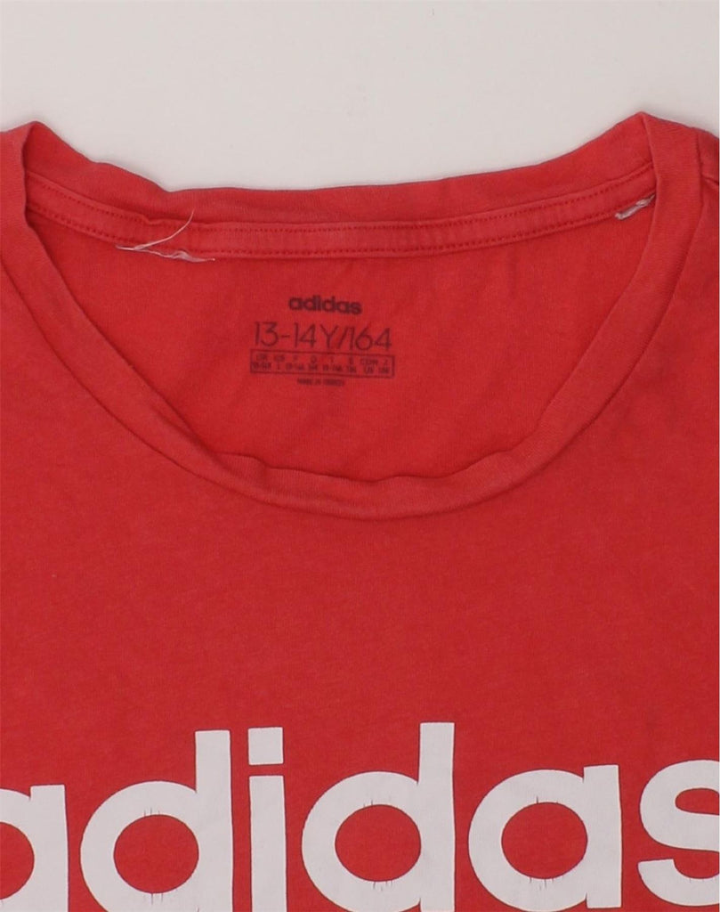 ADIDAS Girls Graphic T-Shirt Top 13-14 Years Red | Vintage Adidas | Thrift | Second-Hand Adidas | Used Clothing | Messina Hembry 