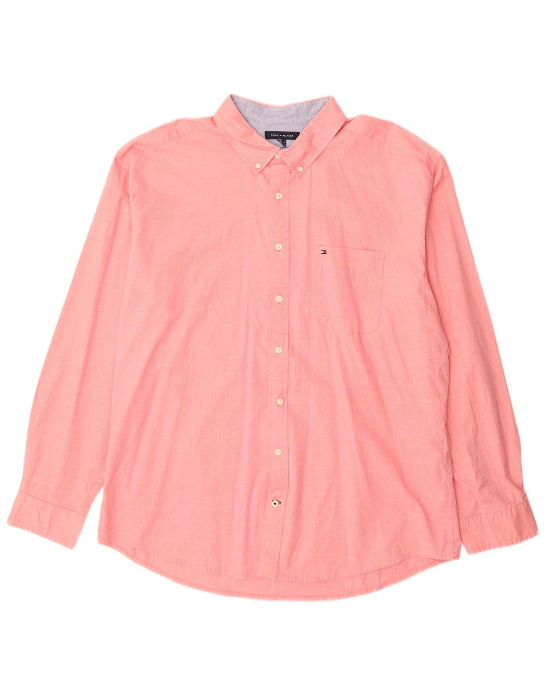 Tommy Hilfiger Mens Classic Fit Shirt 2XL Pink Cotton