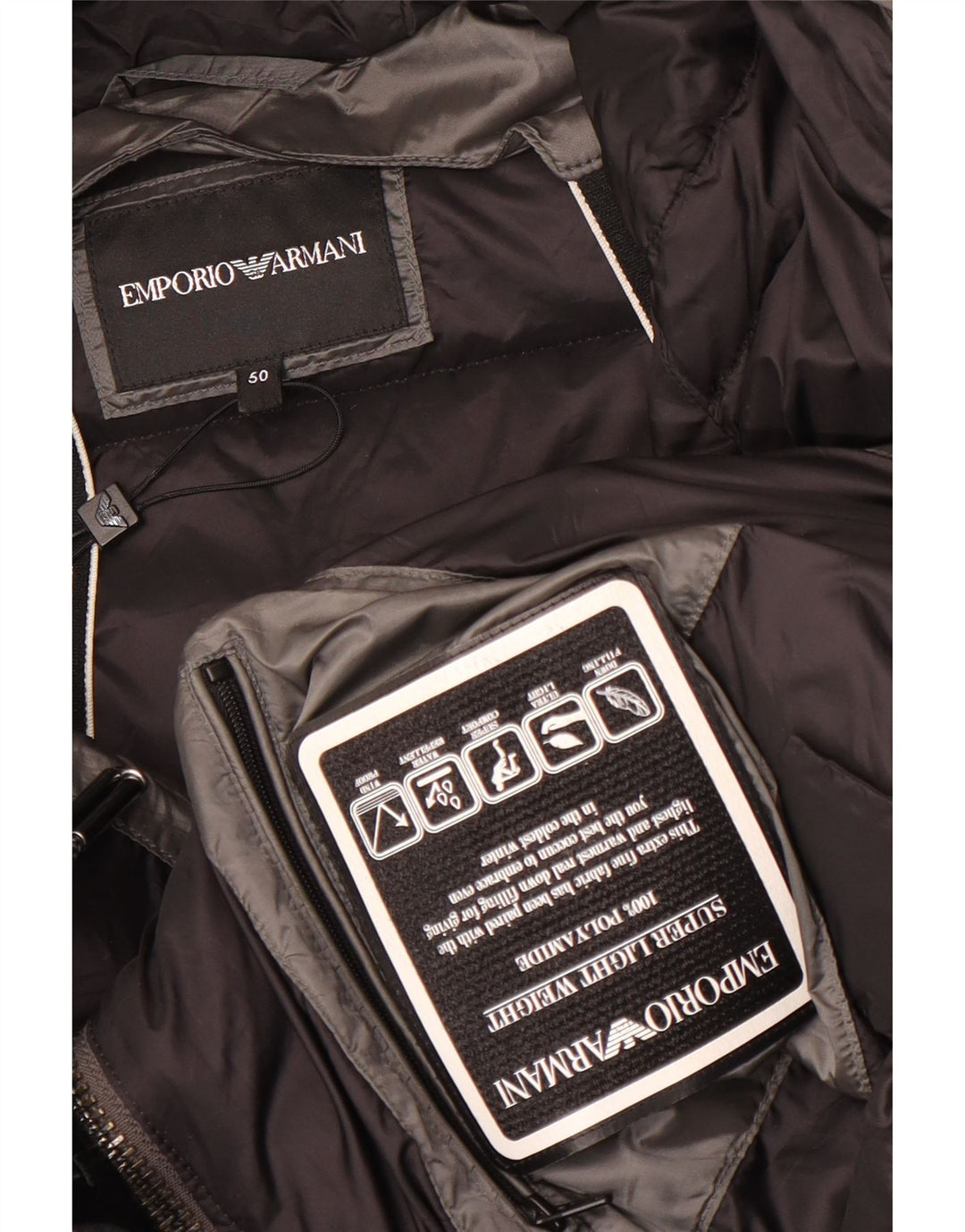 Emporio Armani Mens Hooded Padded Jacket IT 50 Medium Grey Polyamide