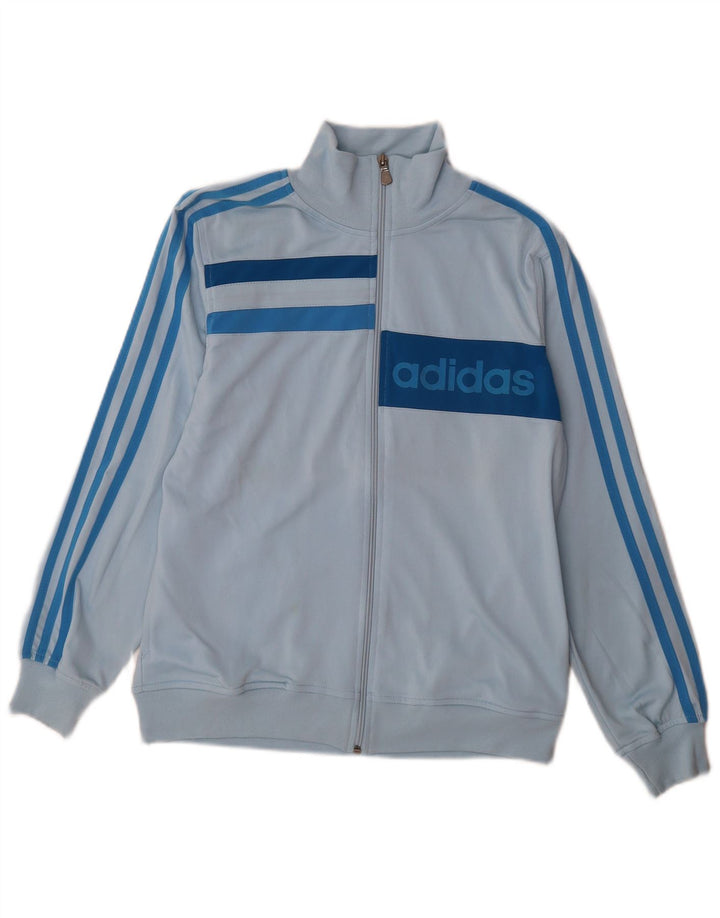 Adidas Boys Graphic Tracksuit Top Jacket 13-14 Years Large Blue Colourblock