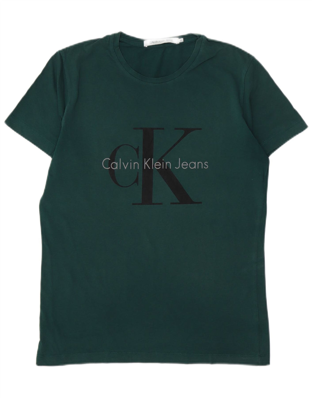 CALVIN KLEIN JEANS Mens Graphic T-Shirt Top Medium Green