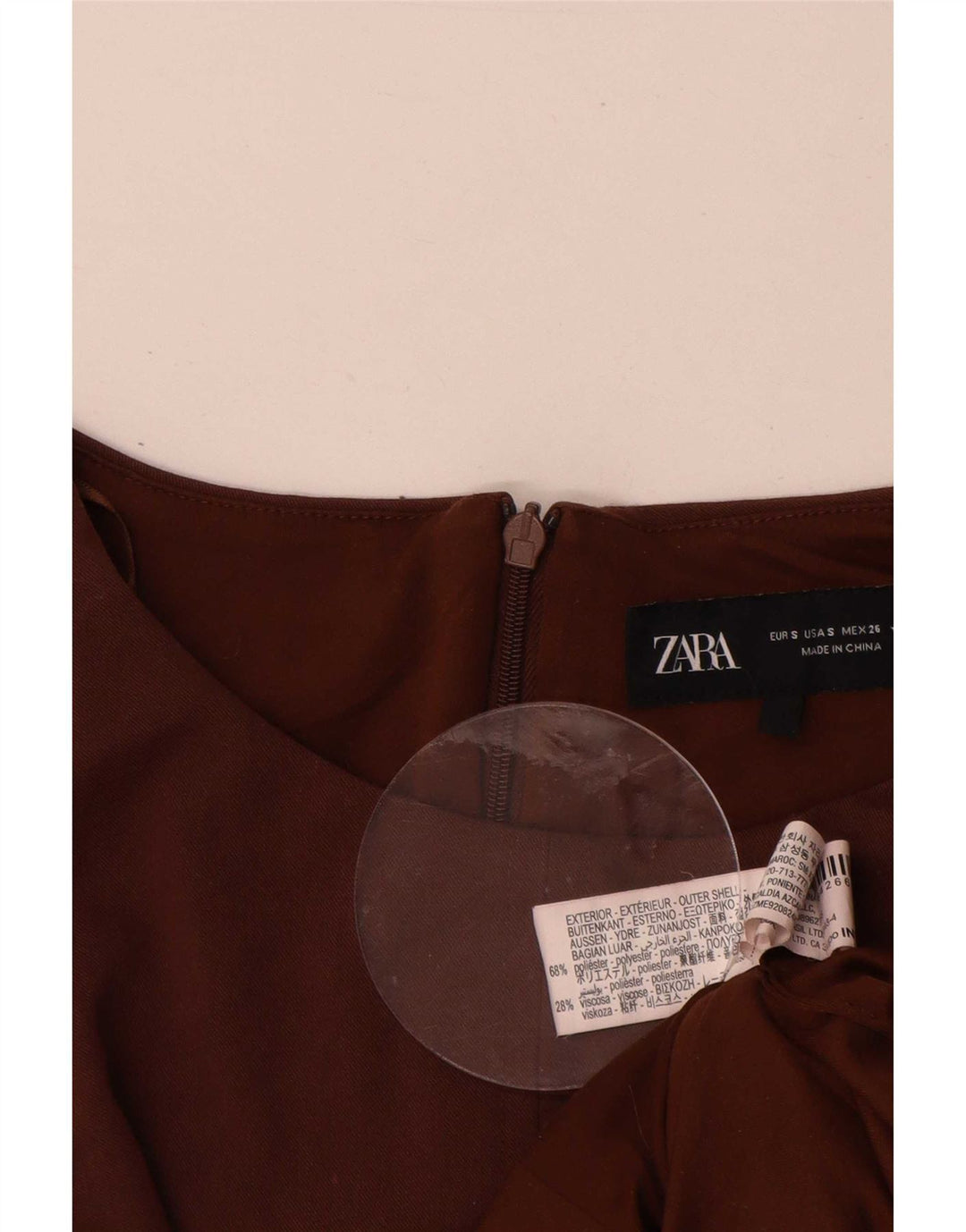 Zara Womens Sleeveless A-Line Dress UK 10 Small Brown Polyester