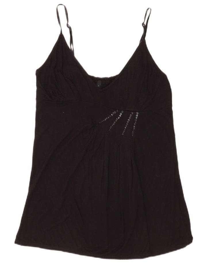 Benetton Womens Cami Top UK 12 Medium Black