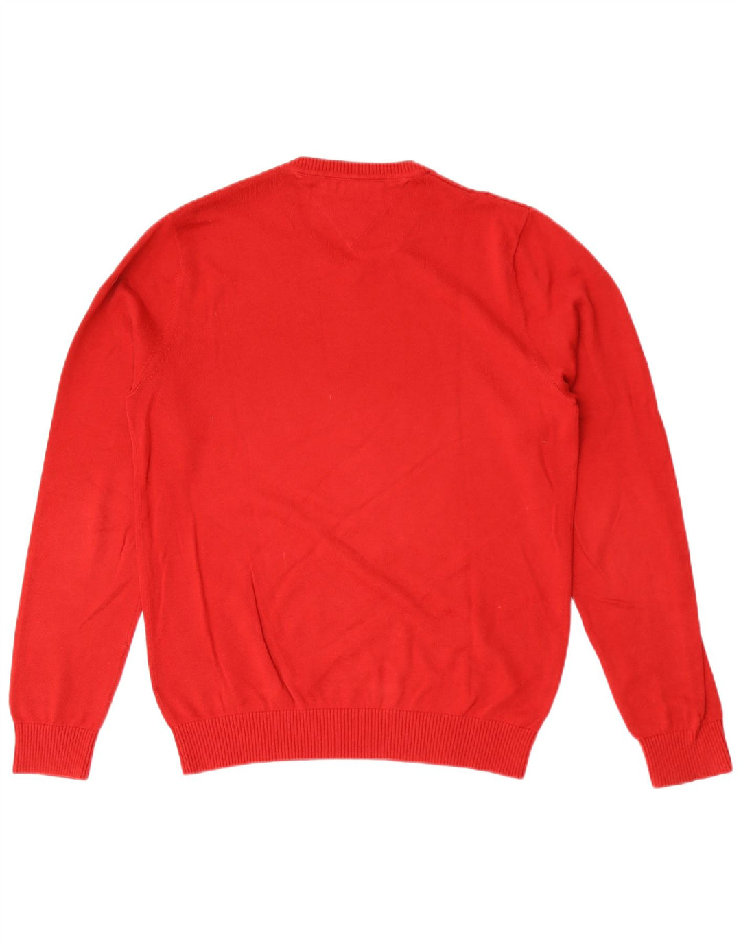 Tommy Hilfiger Mens V-Neck Jumper Sweater Small Red Cotton