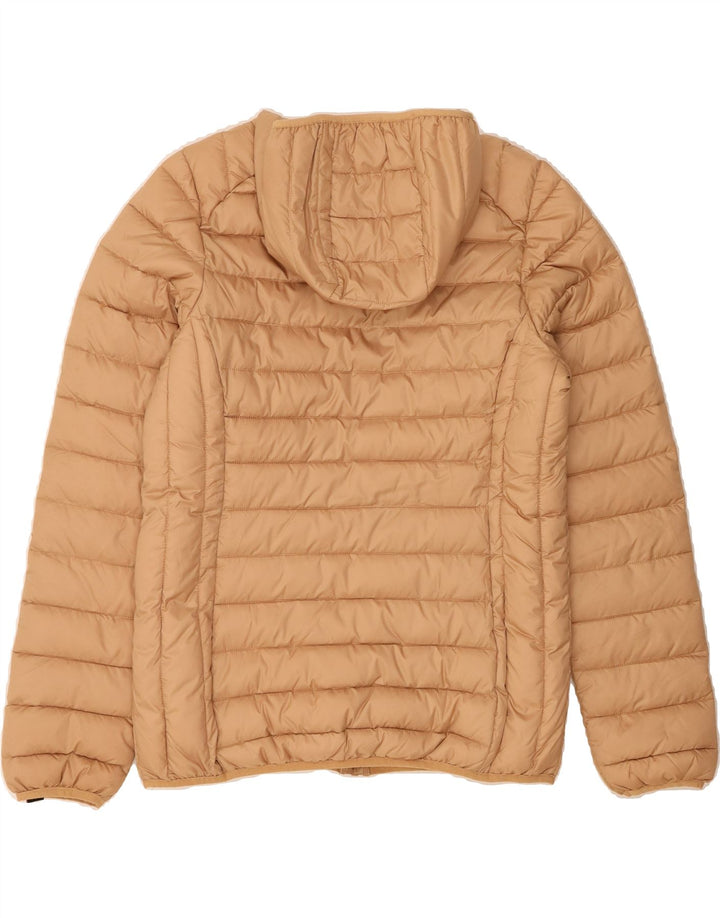 ELLESSE Womens Hooded Padded Jacket UK 14 Large Beige Polyester Vintage Ellesse and Second-Hand Ellesse from Messina Hembry 
