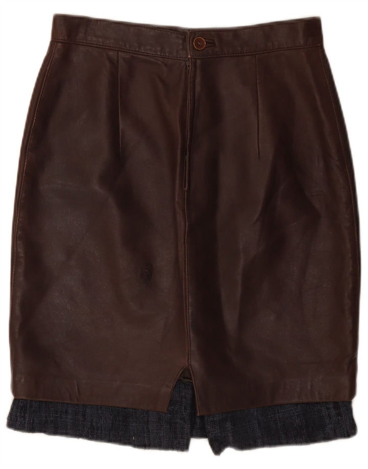 Vintage Womens Leather Skirt W28 Medium Brown Leather