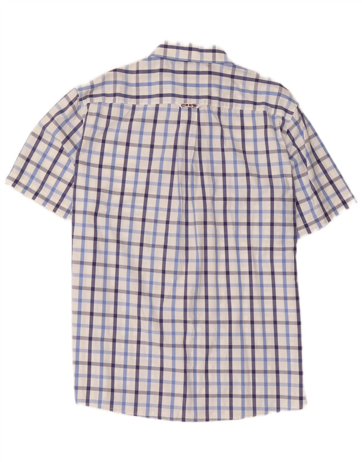 Crew Mens Short Sleeve Classic Fit Shirt XL White Check Cotton