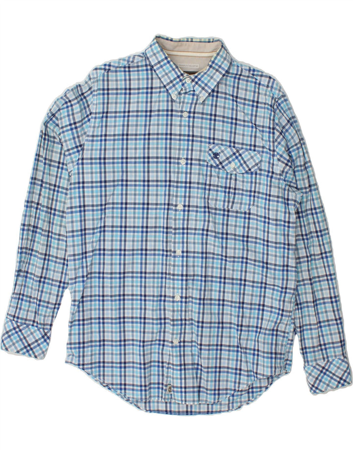 TIMBERLAND Mens Regular Fit Shirt Medium Blue Check Cotton Vintage Timberland and Second-Hand Timberland from Messina Hembry 