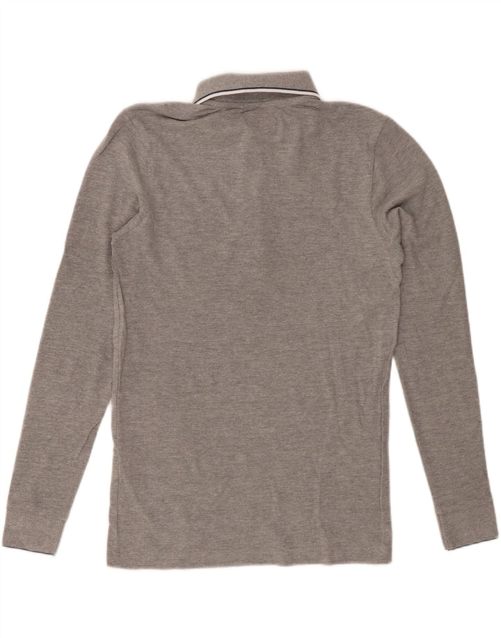 KAPPA Mens Long Sleeve Polo Shirt Small Grey Flecked Cotton