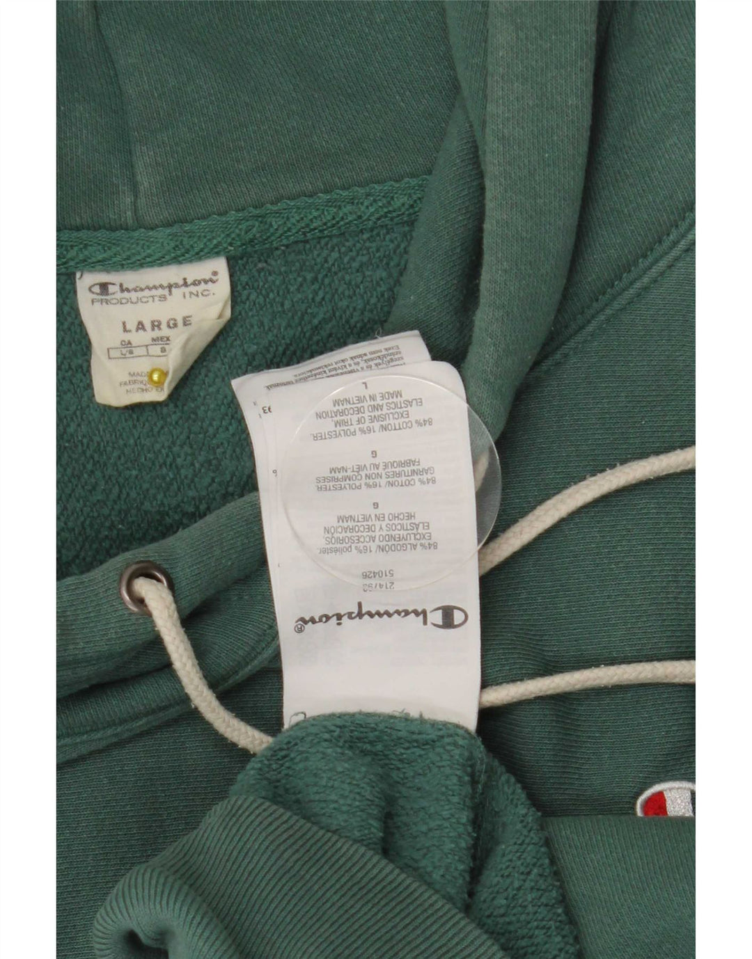 Champion Mens Hoodie Jumper Large Green Cotton