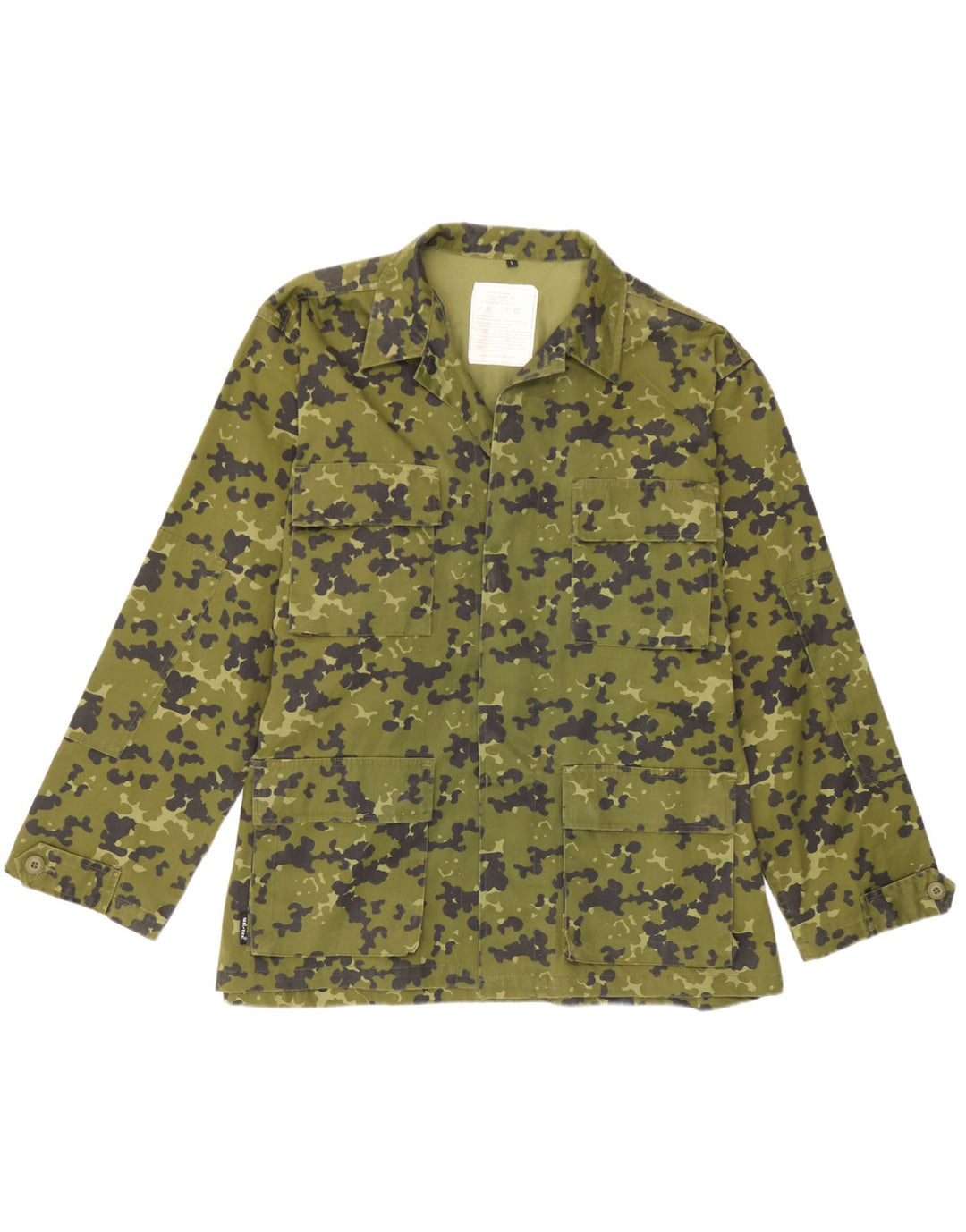 Vintage Mens Military Jacket UK 40 Large Green Camouflage Polyester