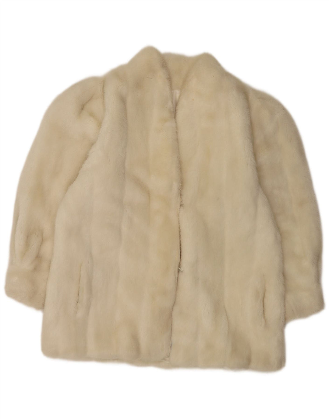 Vintage Womens Faux Fur Jacket UK 12 Medium White Microfibers
