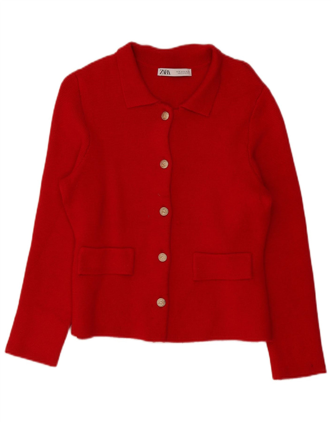 Zara Womens Cardigan Sweater UK 14 Medium Red Viscose