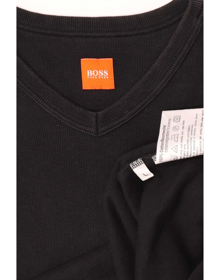 Hugo Boss Mens Top Long Sleeve Large Black Cotton