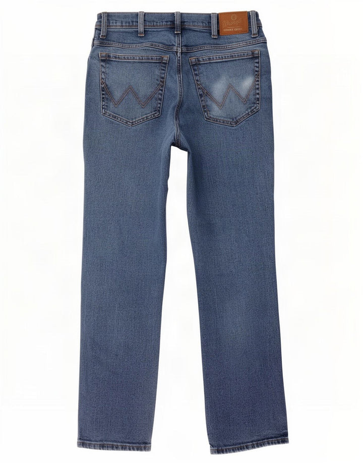 Wrangler Mens Regular Straight Jeans W34 L32 Blue Cotton