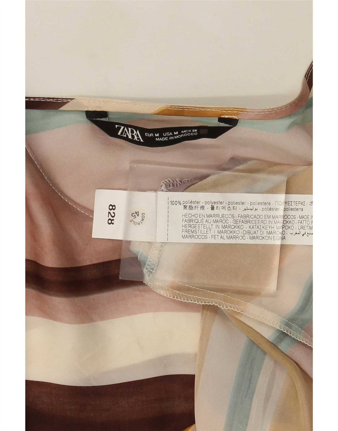 Zara Womens Long Sleeve Blouse Top UK 12 Medium Multicoloured Striped