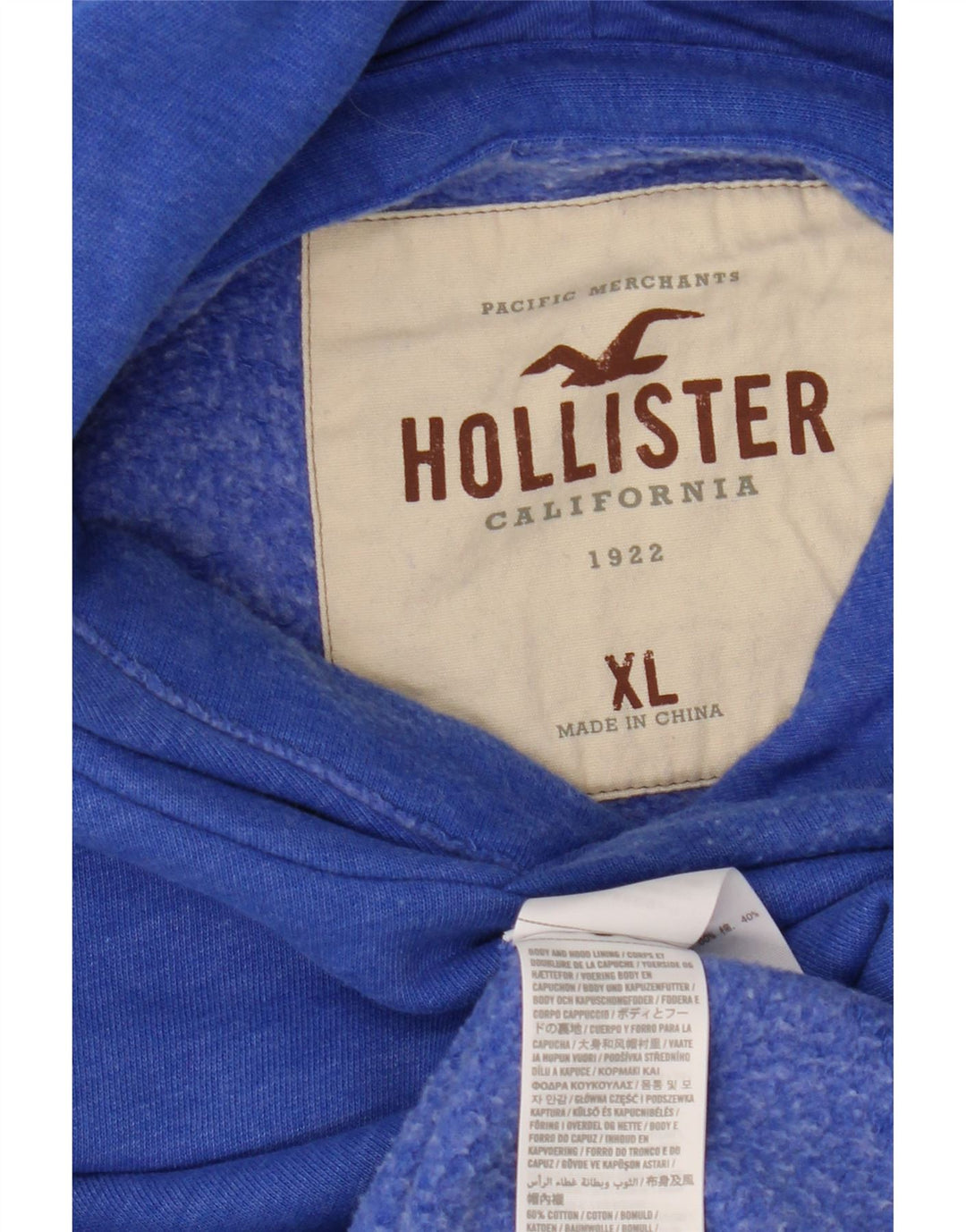 HOLLISTER Mens Hoodie Jumper XL Blue Cotton