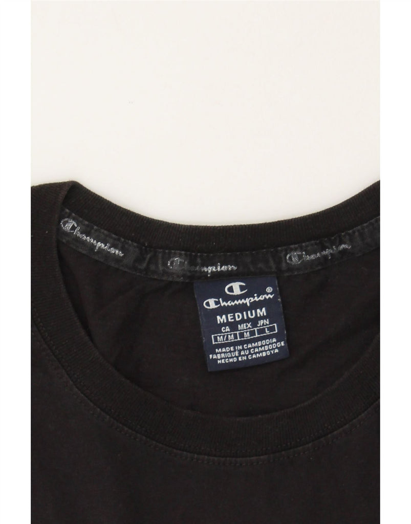 CHAMPION Mens Graphic T-Shirt Top Medium Black Cotton Vintage Champion and Second-Hand Champion from Messina Hembry 