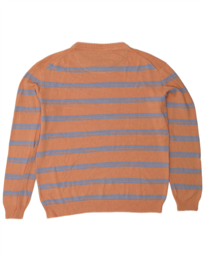 Angelo Muroni Mens Boat Neck Jumper Sweater UK 40 Medium Orange Striped