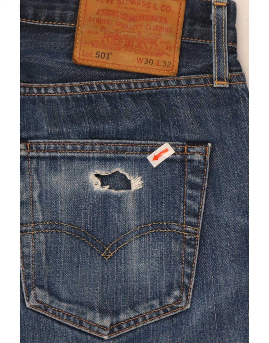 Levi's Mens 501 Straight Jeans W30 L32 Blue Cotton