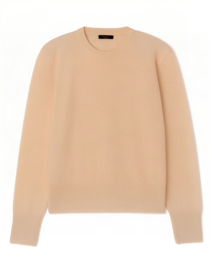 Massimo Dutti Womens Crew Neck Jumper Sweater UK 14 Medium Beige
