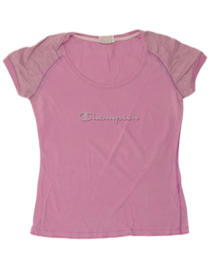 Champion Womens Graphic T-Shirt Top UK 12 Medium Pink