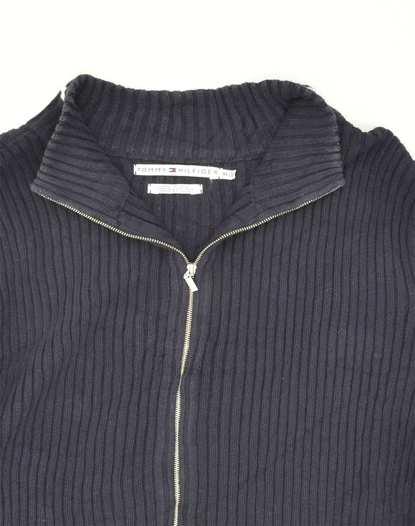 TOMMY HILFIGER Womens Cardigan Sweater UK 18 XL Navy Blue Cupro | Vintage Tommy Hilfiger | Thrift | Second-Hand Tommy Hilfiger | Used Clothing | Messina Hembry 