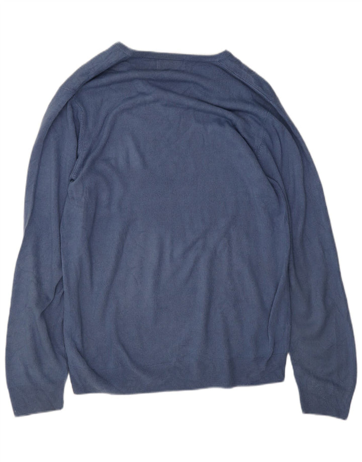 Marks & Spencer Mens Blue Harbour V-Neck Jumper Sweater Large Navy Blue