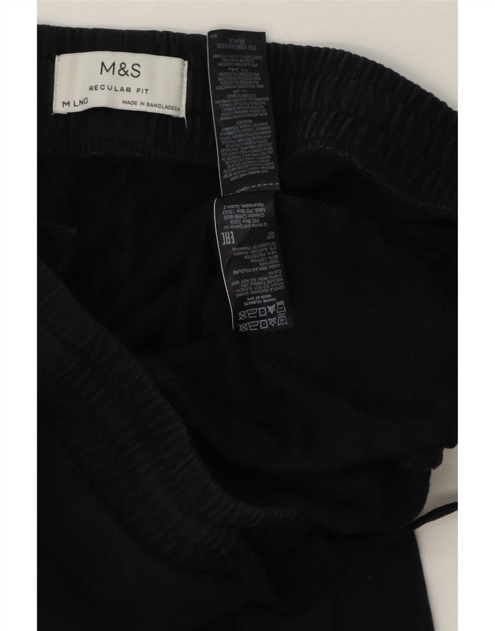 Marks & Spencer Mens Regular Fit Tracksuit Trousers Medium Black Cotton