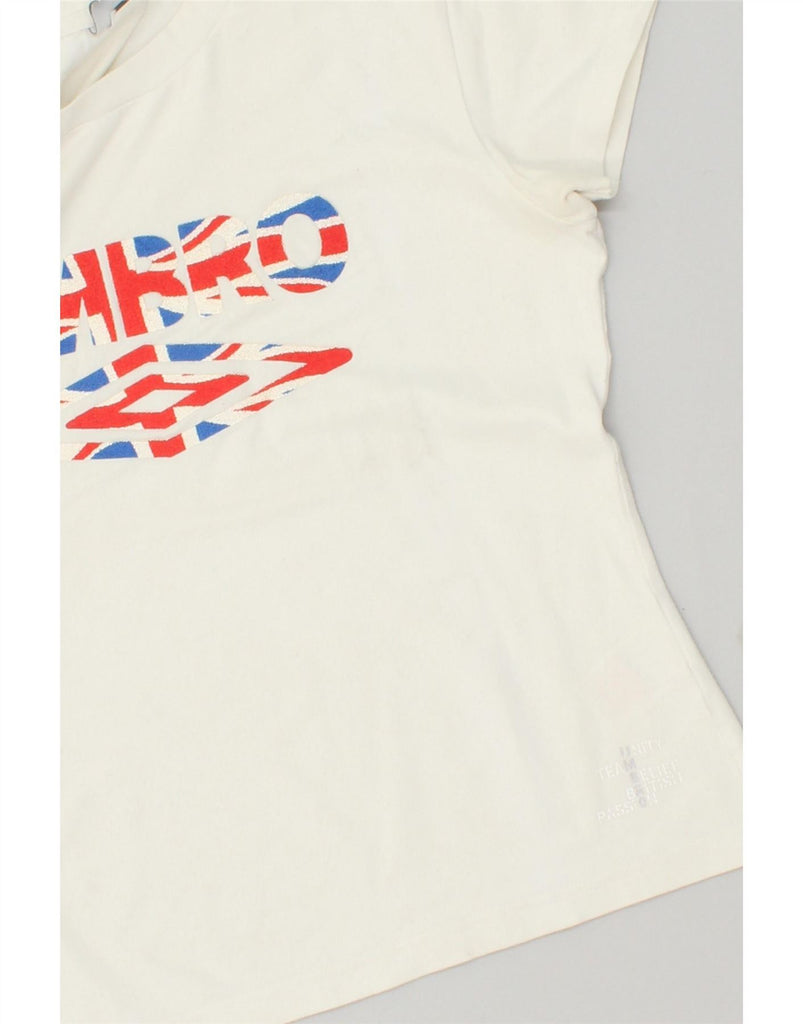 UMBRO Womens Graphic T-Shirt Top UK 12 Medium White Cotton Vintage Umbro and Second-Hand Umbro from Messina Hembry 