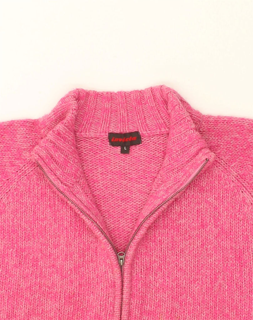 INVICTA Womens Cardigan Sweater UK 14 Large Pink Wool | Vintage Invicta | Thrift | Second-Hand Invicta | Used Clothing | Messina Hembry 