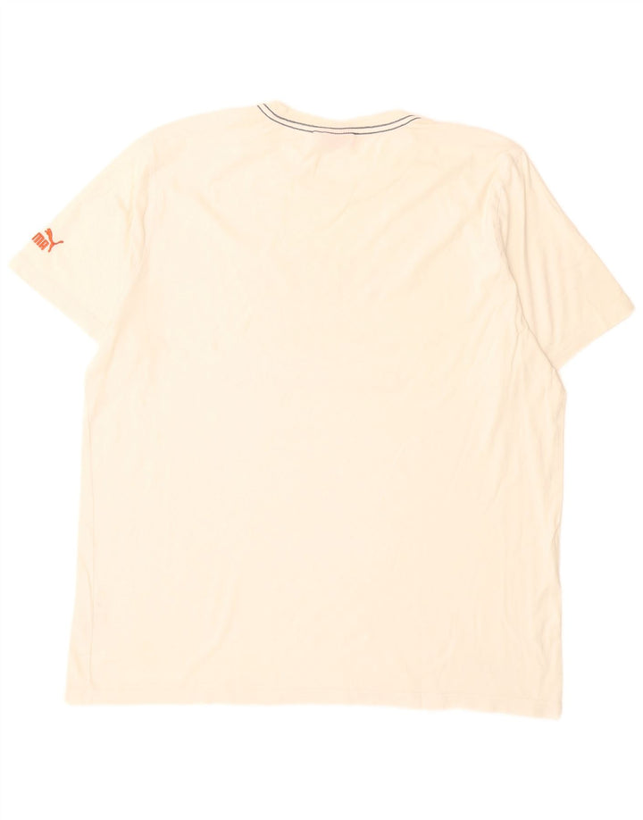 Puma Mens Graphic T-Shirt Top XL Off White Cotton