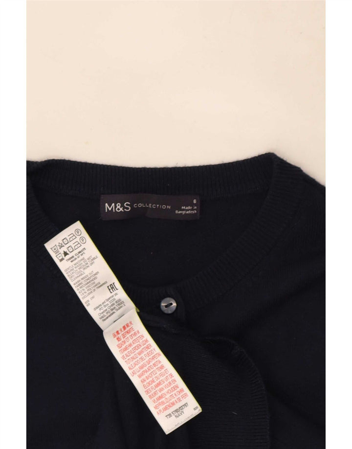 Marks & Spencer Womens Cardigan Sweater UK 8 Small Navy Blue Viscose