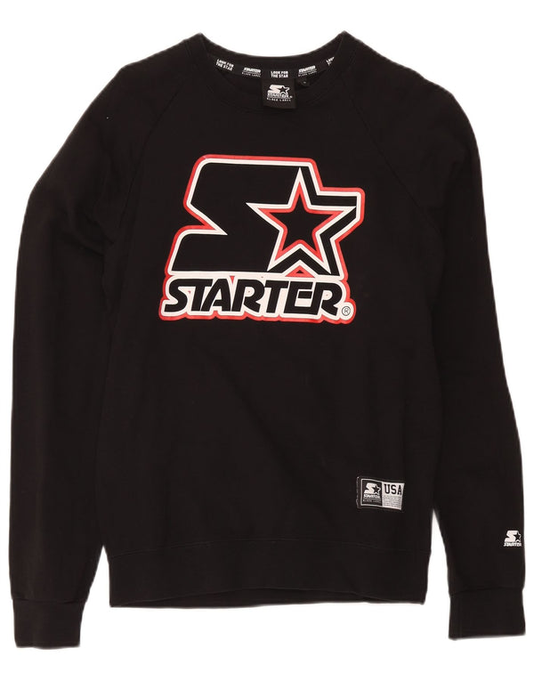 Starter Mens Graphic Sweatshirt Jumper Small Black Cotton