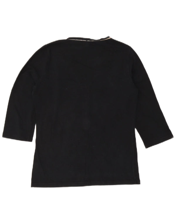 Burberry Womens Top 3/4 Sleeve UK 14 Large Black