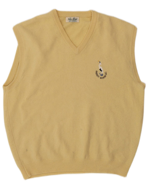 Peter Scott Mens Vest Tank Top UK 42 Large Yellow Wool