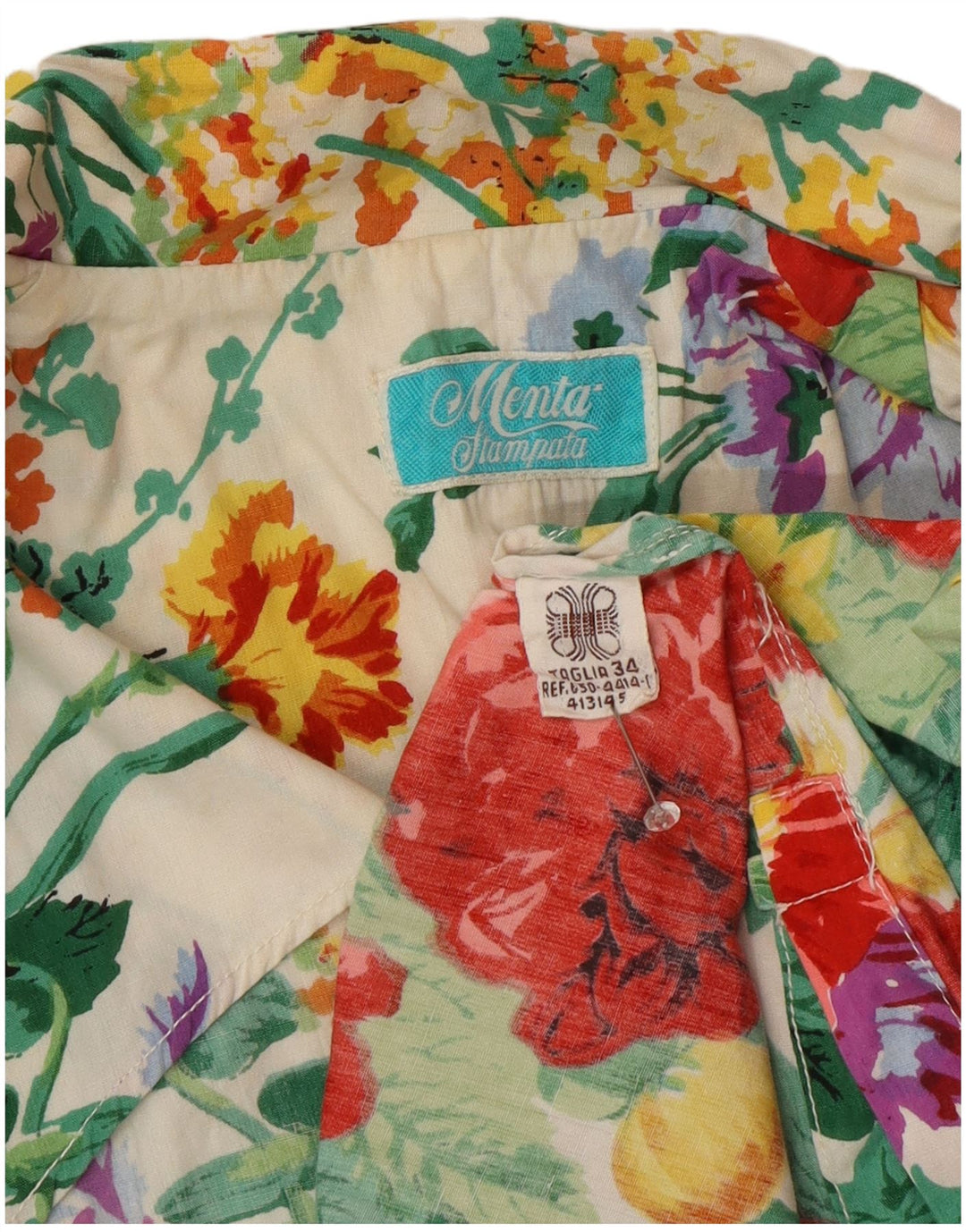 Vintage Womens 3/4 Sleeve Blazer Jacket IT 34 2XS Multicoloured Floral