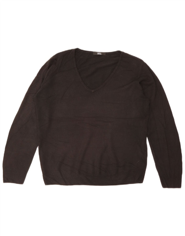 Marks & Spencer Womens V-Neck Jumper Sweater UK 12 Medium Black Acrylic